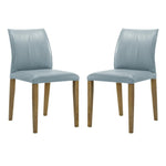 Velena - Full Back Top Grain Leather Upholstered Wood Dining Chairs (Set of 2) - Blue