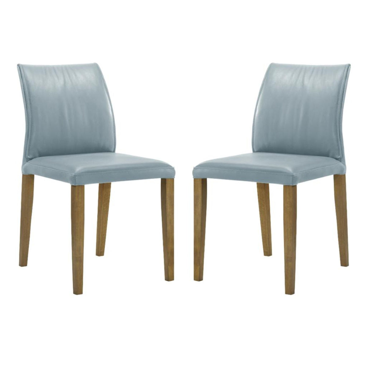 Velena - Full Back Top Grain Leather Upholstered Wood Dining Chairs (Set of 2) - Blue