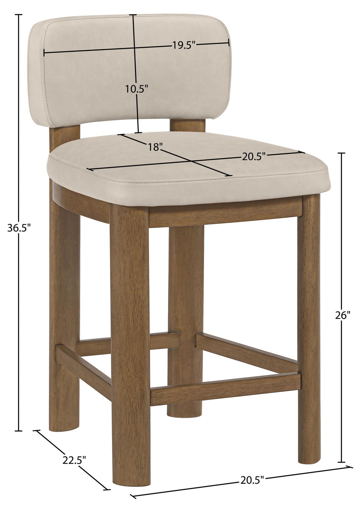 Paloma - Faux Leather Upholstered Counter Stool (Set of 2) - Brown Frame