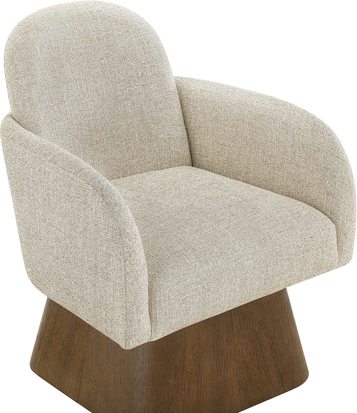 Marlowe - Linen Textured Fabric Upholstered Swivel Accent Chair - Stained Brown