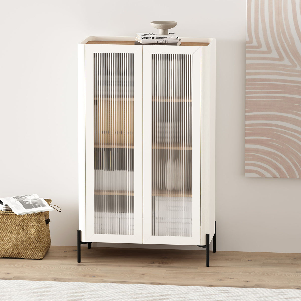 Abbey - Bookcase Cabinet - Maple And Off White