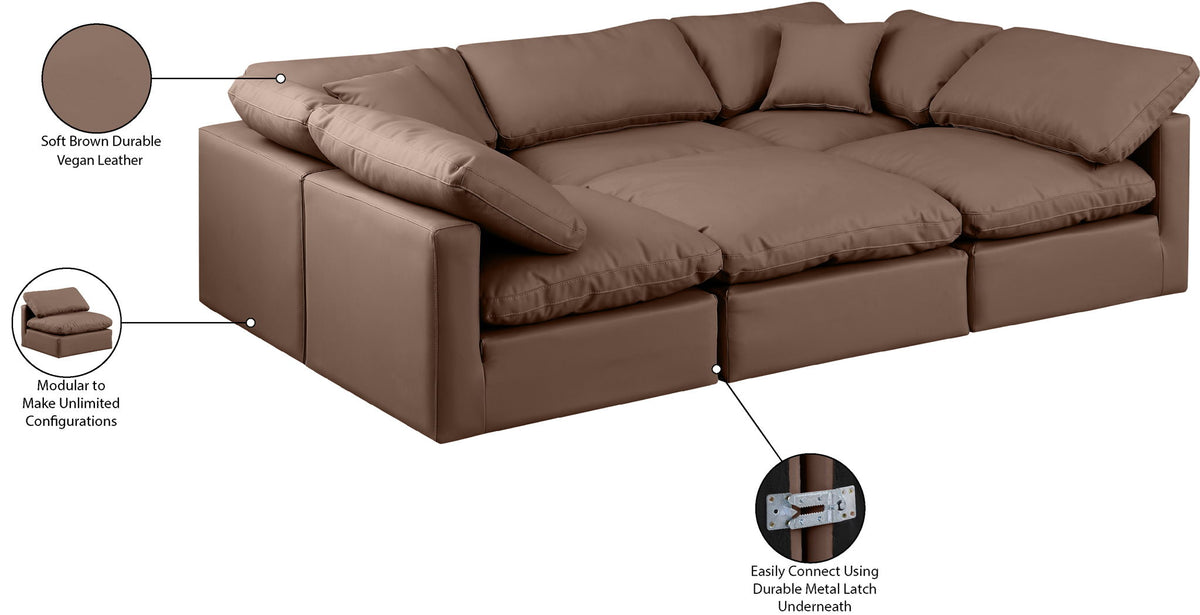 Indulge - Faux Leather 6 Piece Modular Sectional