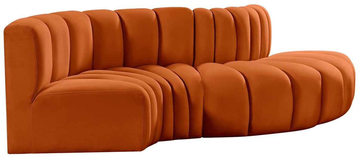 Arc - Velvet 4 Piece L-Shaped Modular Sofa