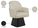 Marlowe - Linen Textured Fabric Upholstered Swivel Dining Arm Chair - Stained Black