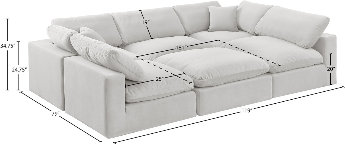 Comfy - 6 Piece Velvet Sectional