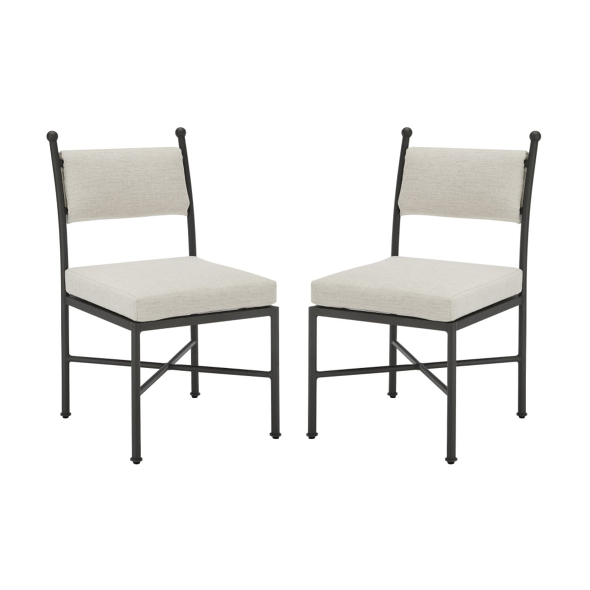 Leni - Outdoor Side Chair With Cushions And Powder Coated Aluminum Frame (Set of 2) - Moonveil / Warm Gray