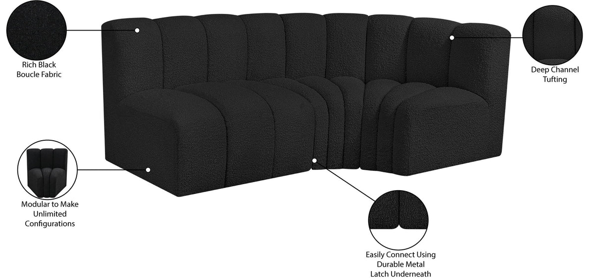 Arc - Boucle Fabric 3 Piece Sofa