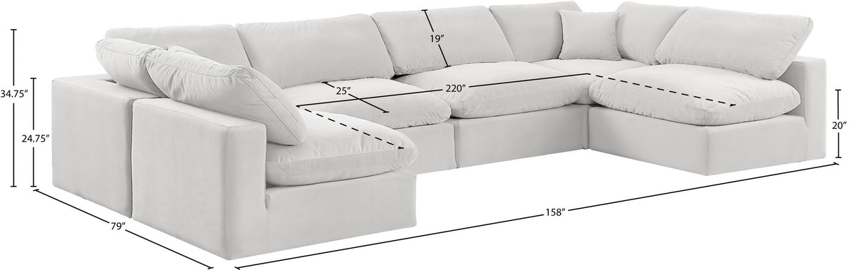 Comfy - 6 Piece Velvet Modular Armless Sectional