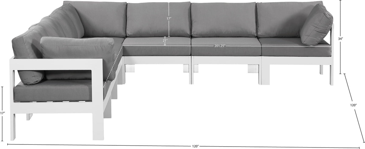 Nizuc - Outdoor Patio 7 Piece Modular Sectional With White Frame