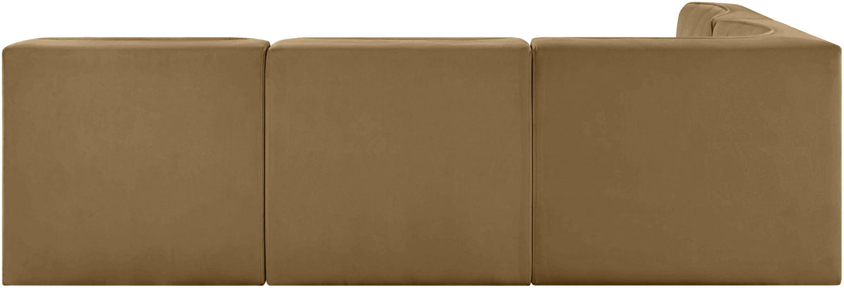 Rummi - Armless Velvet Performance Fabric Upholstered 4 Piece Modular Sectional