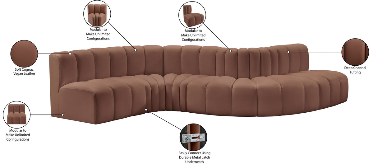 Arc - Faux Leather 6 Piece Curved Modular Sofa