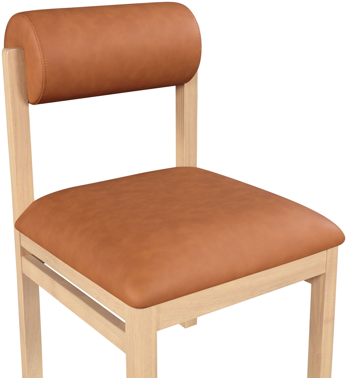 Roundhill - Faux Leather Dining Chair (Set of 2) - Natural Frame