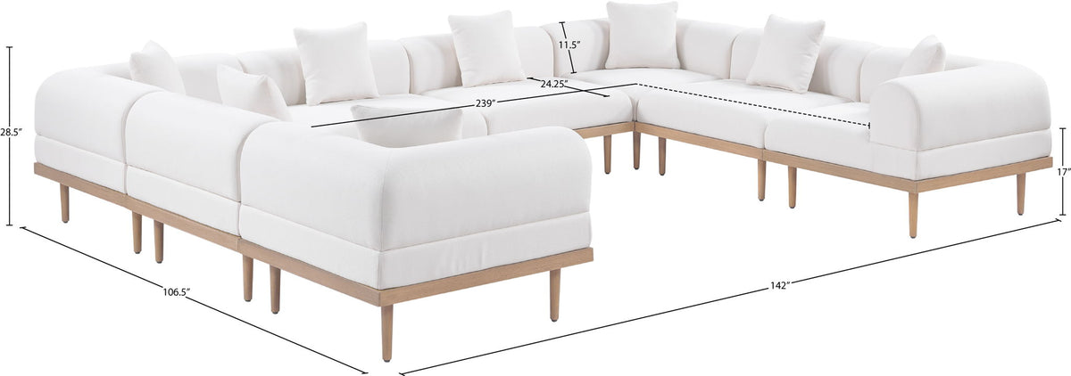 Laguna - 8 Piece Resilient Water Resistant Fabric 142" Upholstered Outdoor Patio Modular Sectional