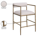 Axis - Linen Textured Beige Fabric Upholstered Counter Stool (Set of 2)