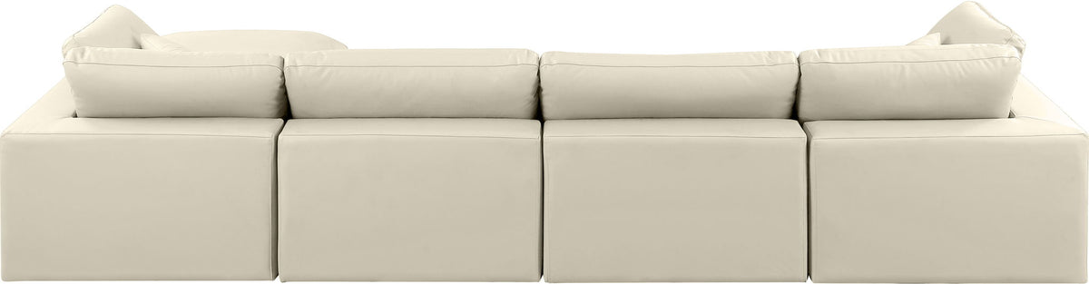 Comfy - 5 Piece Faux Leather Modular Sectional With Chaise