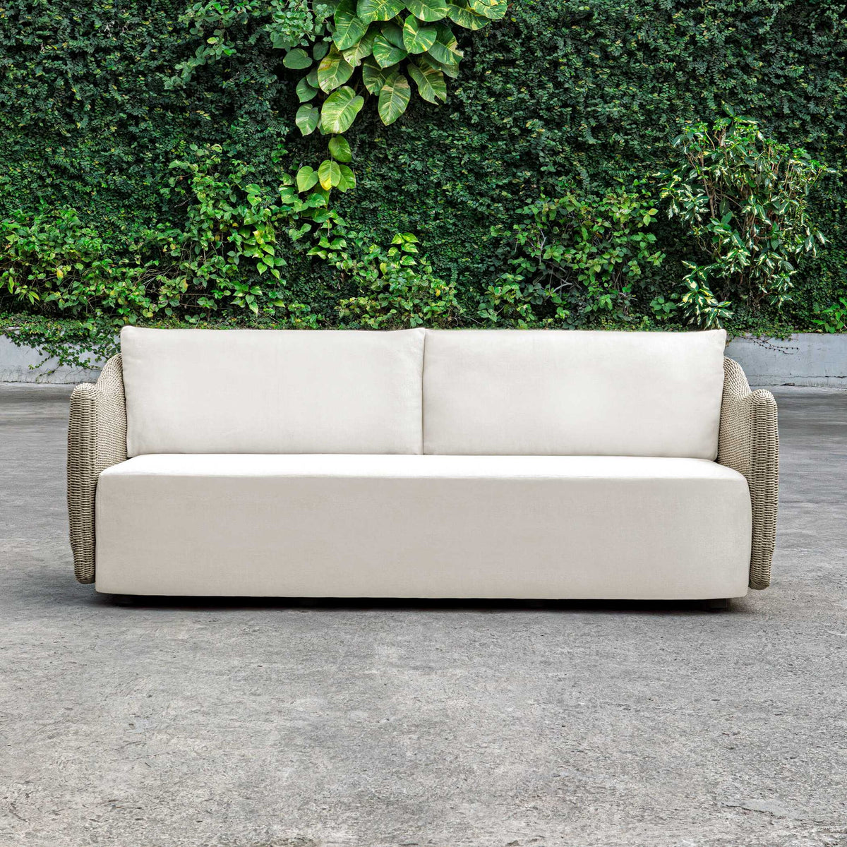 Sunset - Wicker Outdoor Sofa - Oatmeal / Oyster White