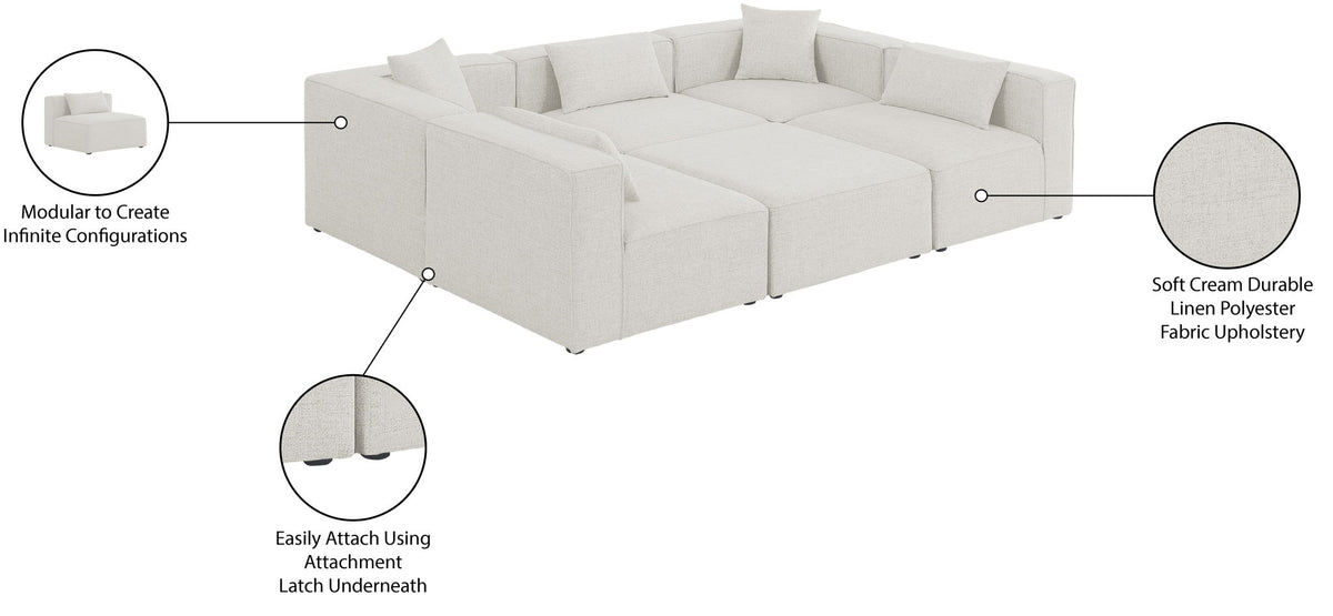 Cube - Linen 6 Piece Modular Sectional