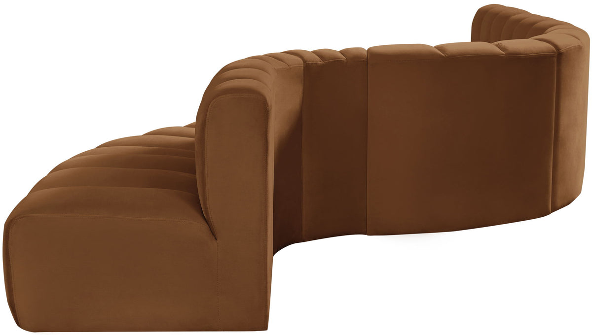Arc - Velvet 7 Piece Modular Sofa - Saddle