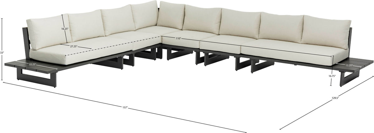 Maldives - 6 Piece Water Resistant Outdoor Patio Modular Sectional With Gray Base