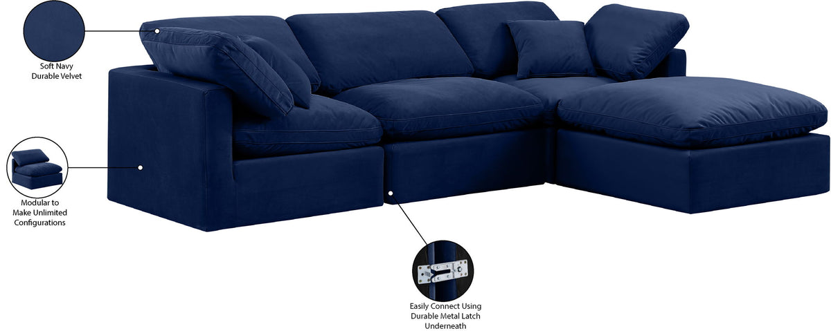Indulge - Velvet 4 Piece Modular Sectional With Chaise