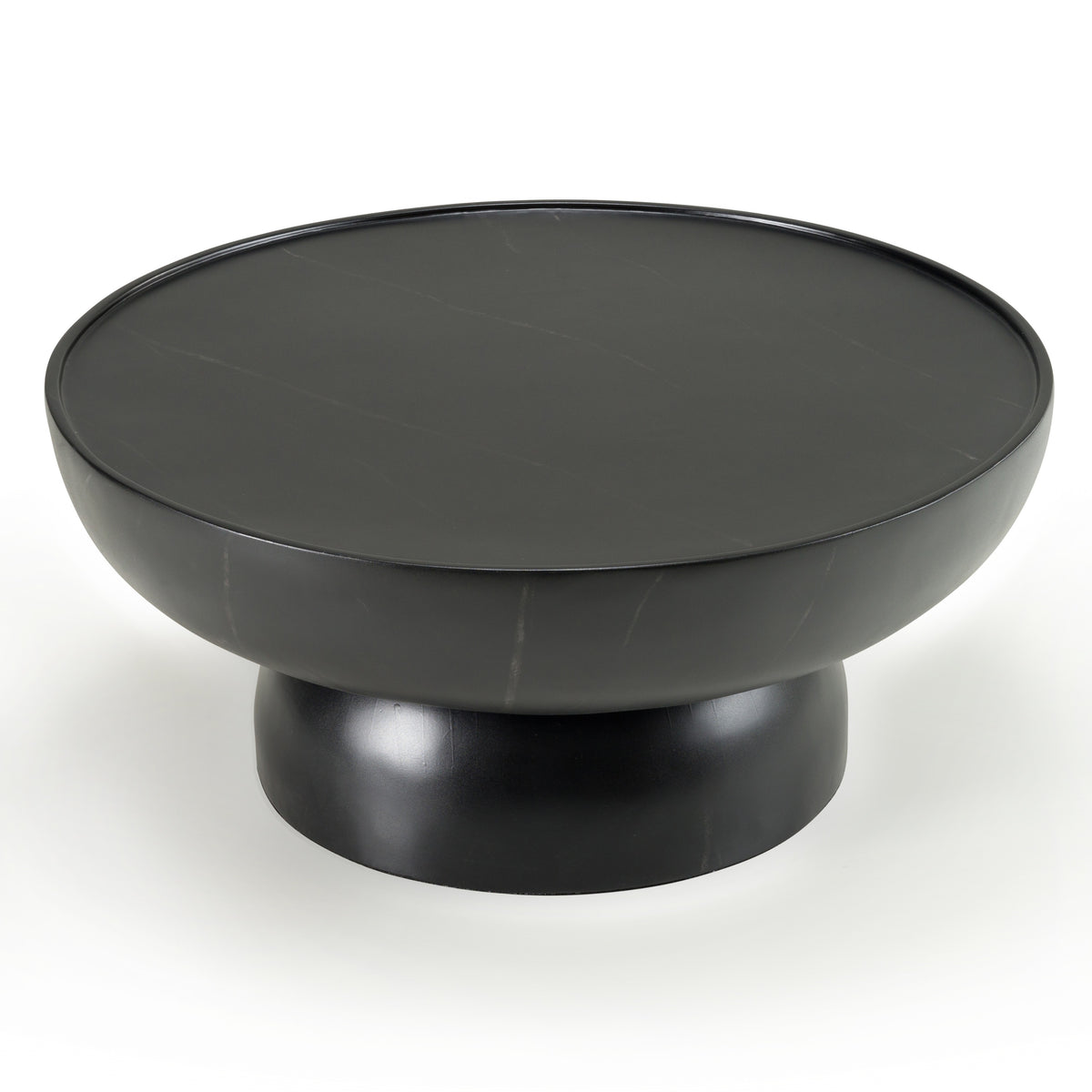 Akron - Modern Black & White Faux Marble Round Coffee Table by VIG Furniture - View 2