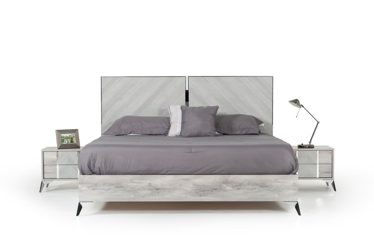 Eastern King Alexa Italian Modern Grey Bedroom Set