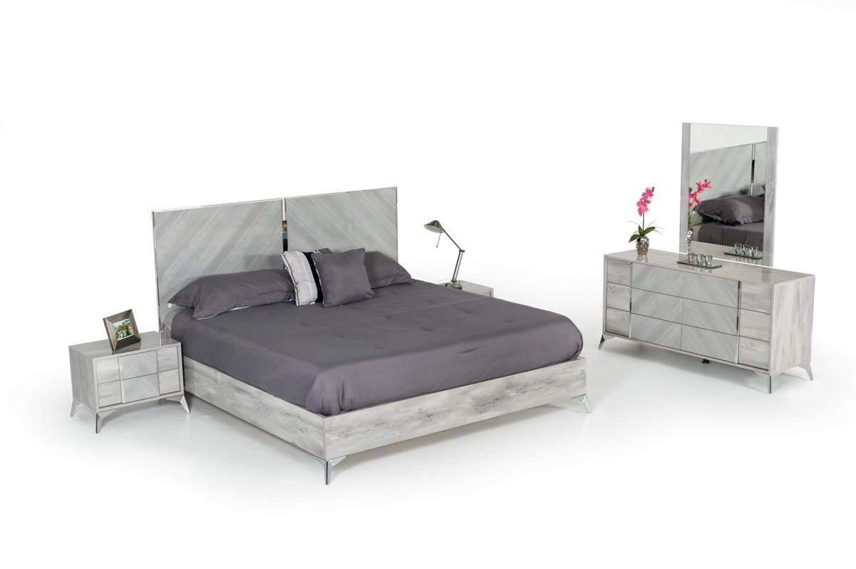 Queen Alexa Italian Modern Grey Bedroom Set