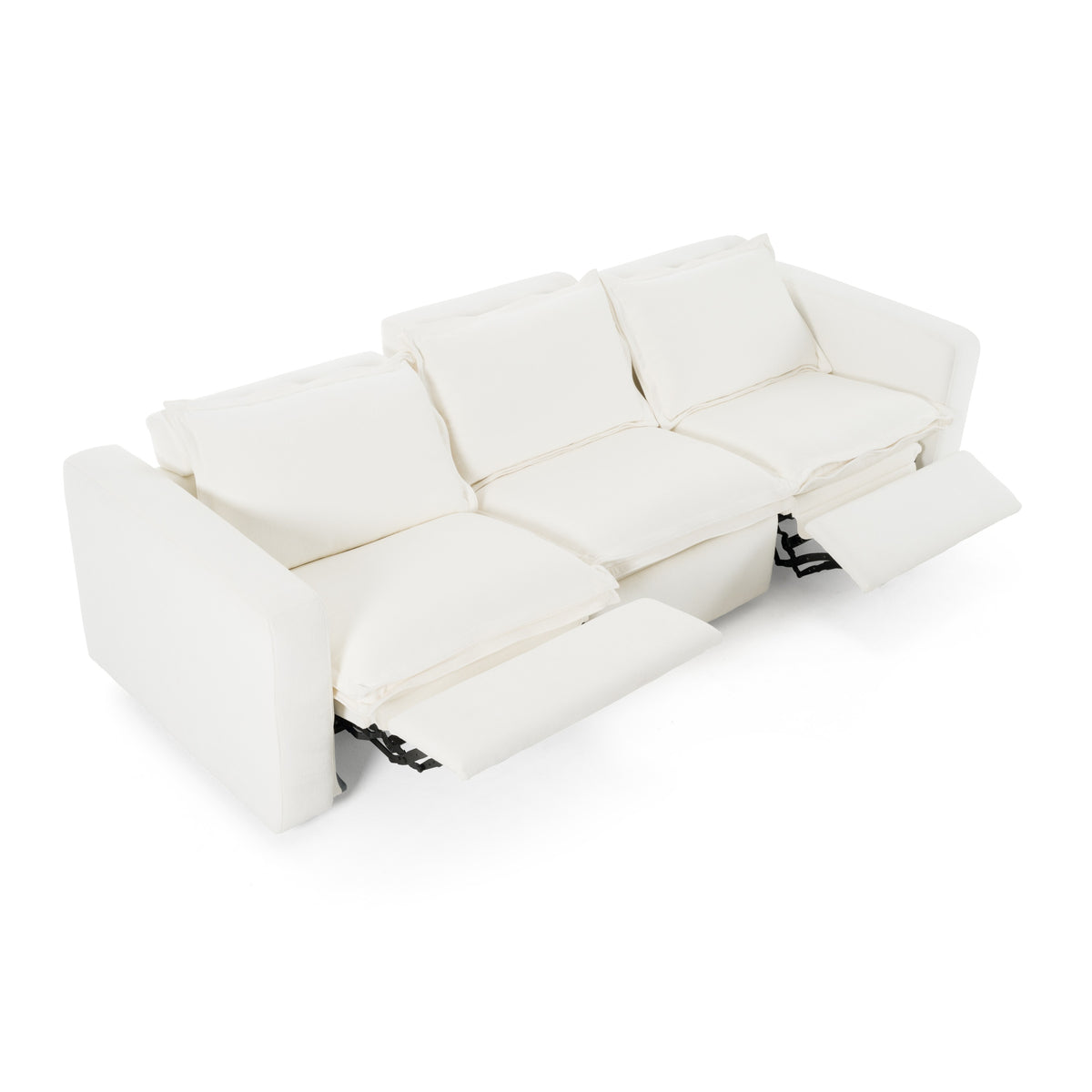 Almagre - Modern White Fabric Sofa w/ 3 Electric Recliners by VIG Furniture - View 5