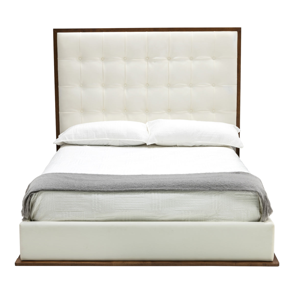 Amberlie - White Vegan Leather & Walnut Bed by VIG Furniture - View 1