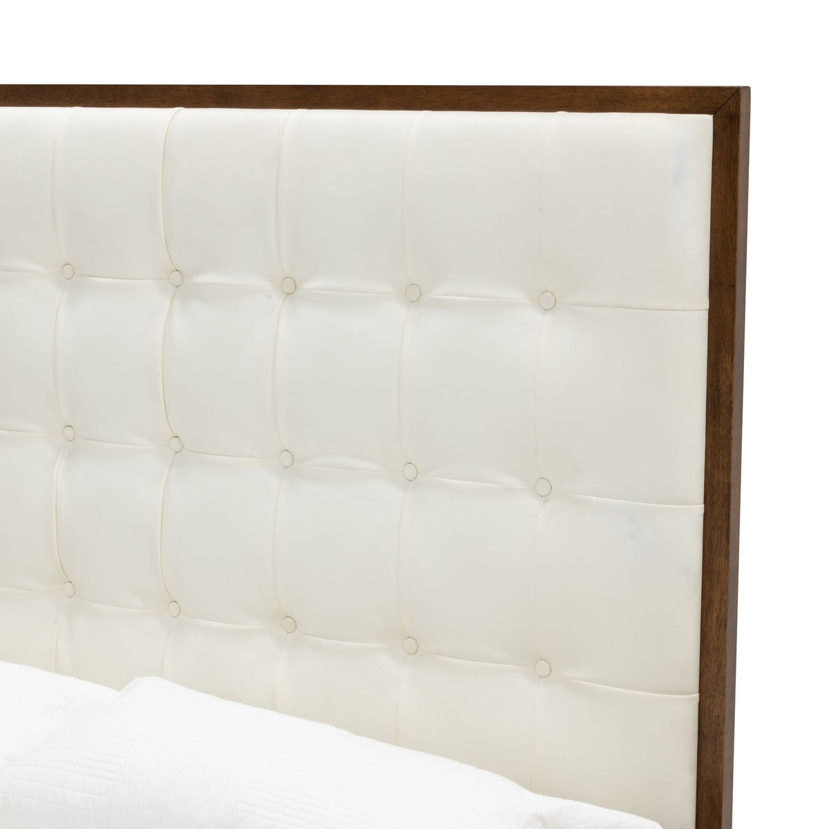 Amberlie - White Vegan Leather & Walnut Bed by VIG Furniture - View 7