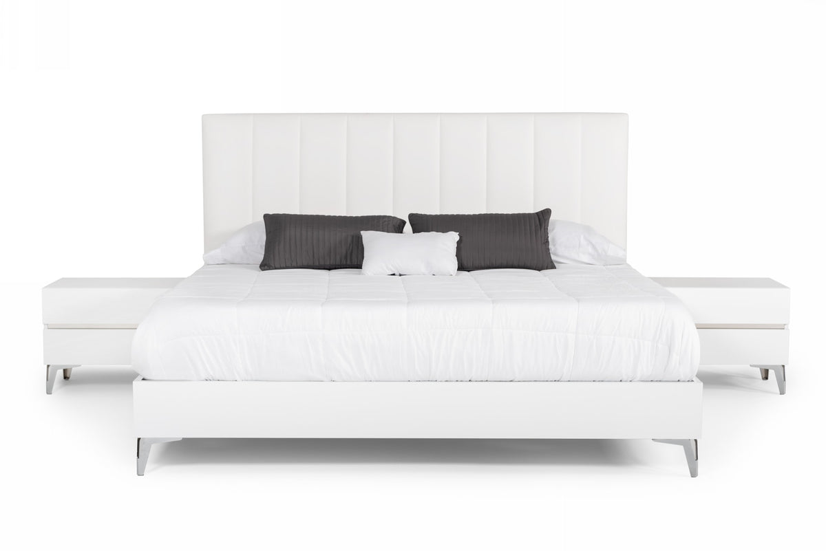 Angela - Eastern King Italian Modern White Eco Leather Bedroom Set by VIG Furniture - View 1