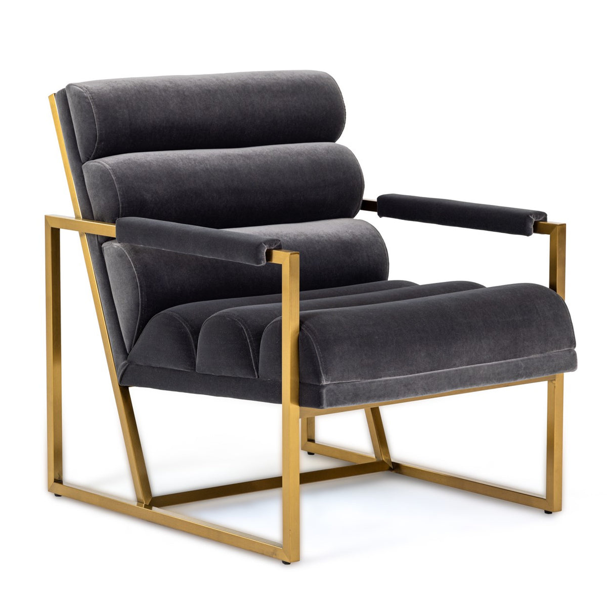 Anton - Modern Grey Velvet + Brass Accent Chair by VIG Furniture - View 1
