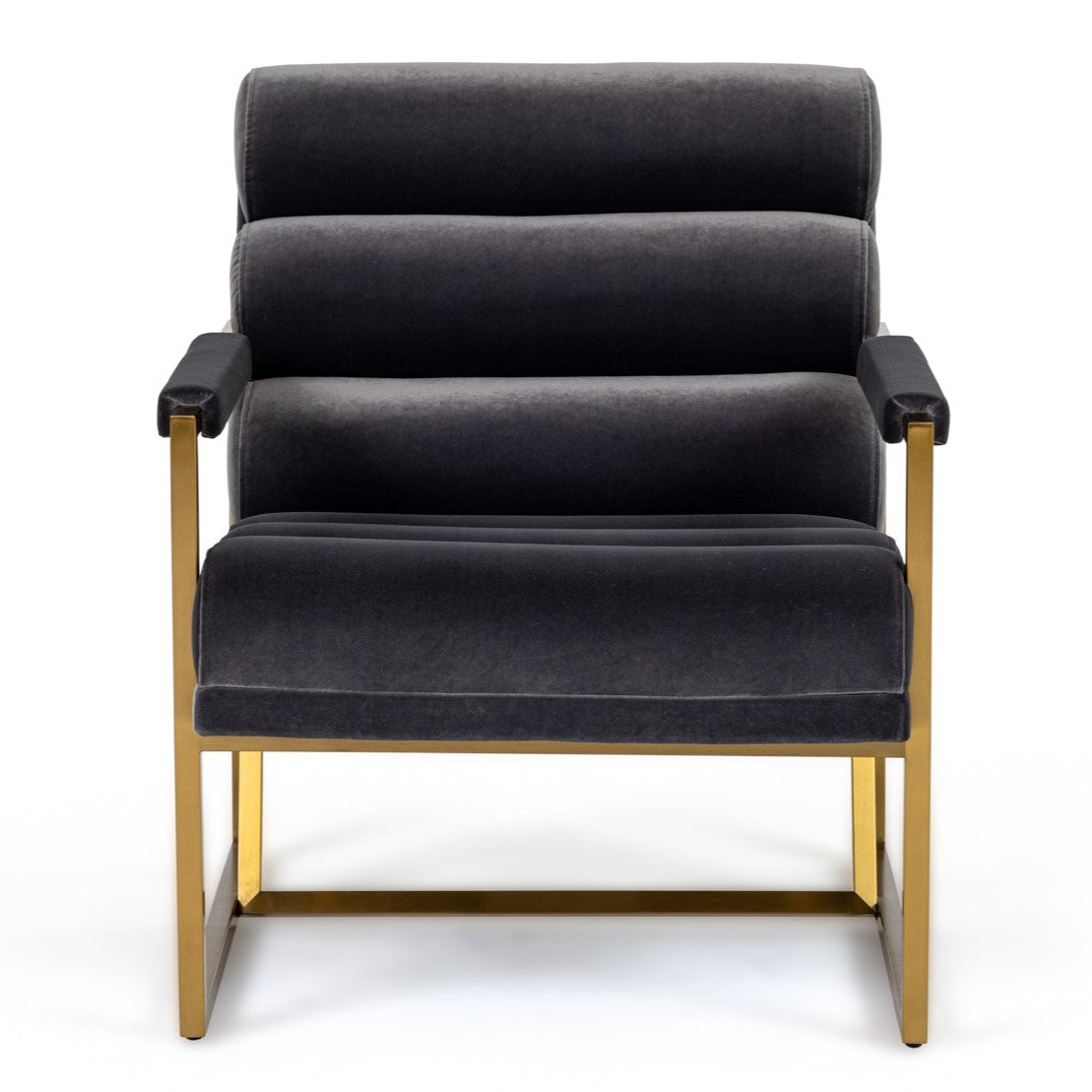 Anton - Modern Grey Velvet + Brass Accent Chair by VIG Furniture - View 3