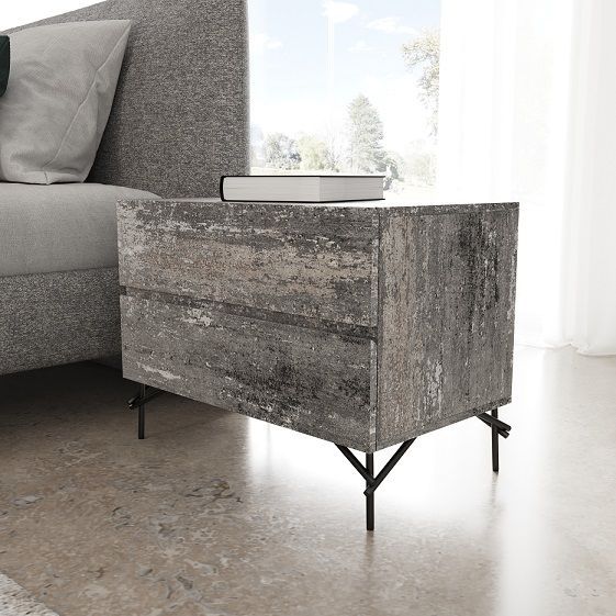 Aria - Italian Modern Multi Grey EK Bed and Two Nightstands