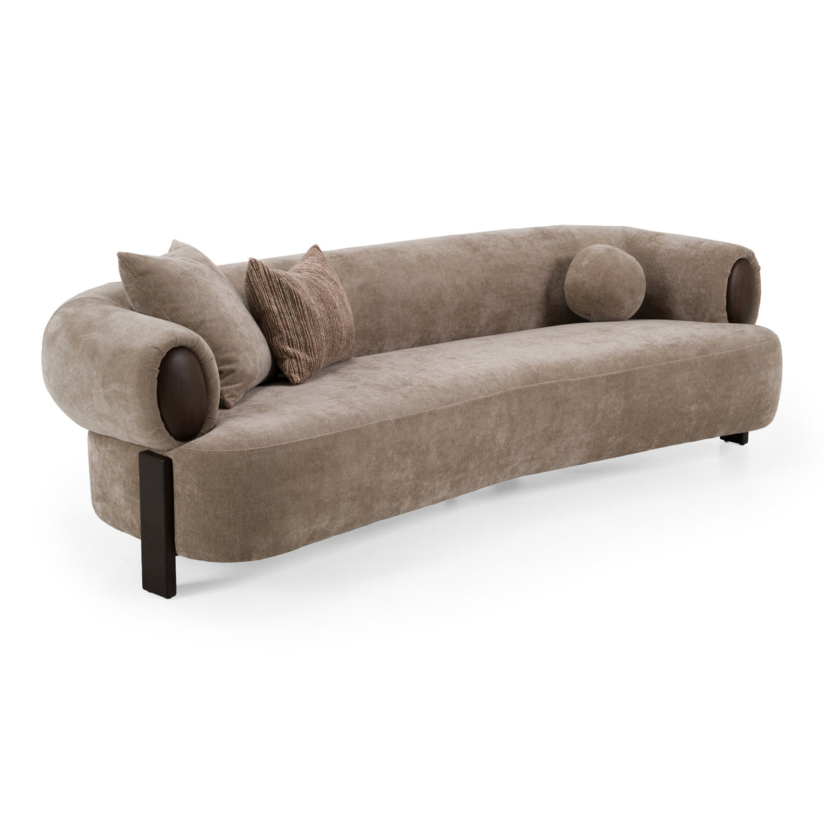 Arnaud - Modern Tan Fabric + Brown Oak Sofa by VIG Furniture - View 2