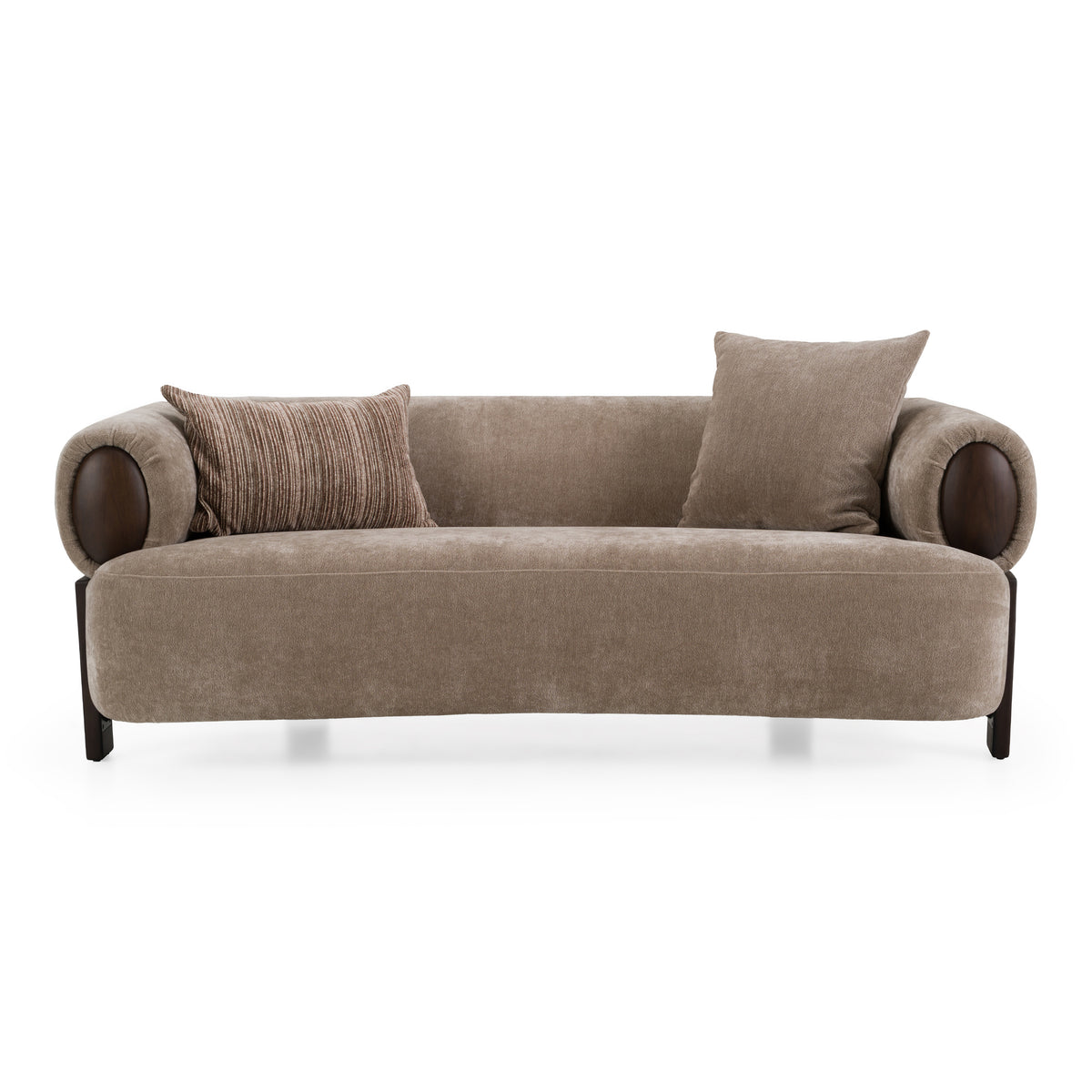 Arnaud - Modern Tan Fabric + Brown Oak Loveseat Sofa by VIG Furniture - View 1