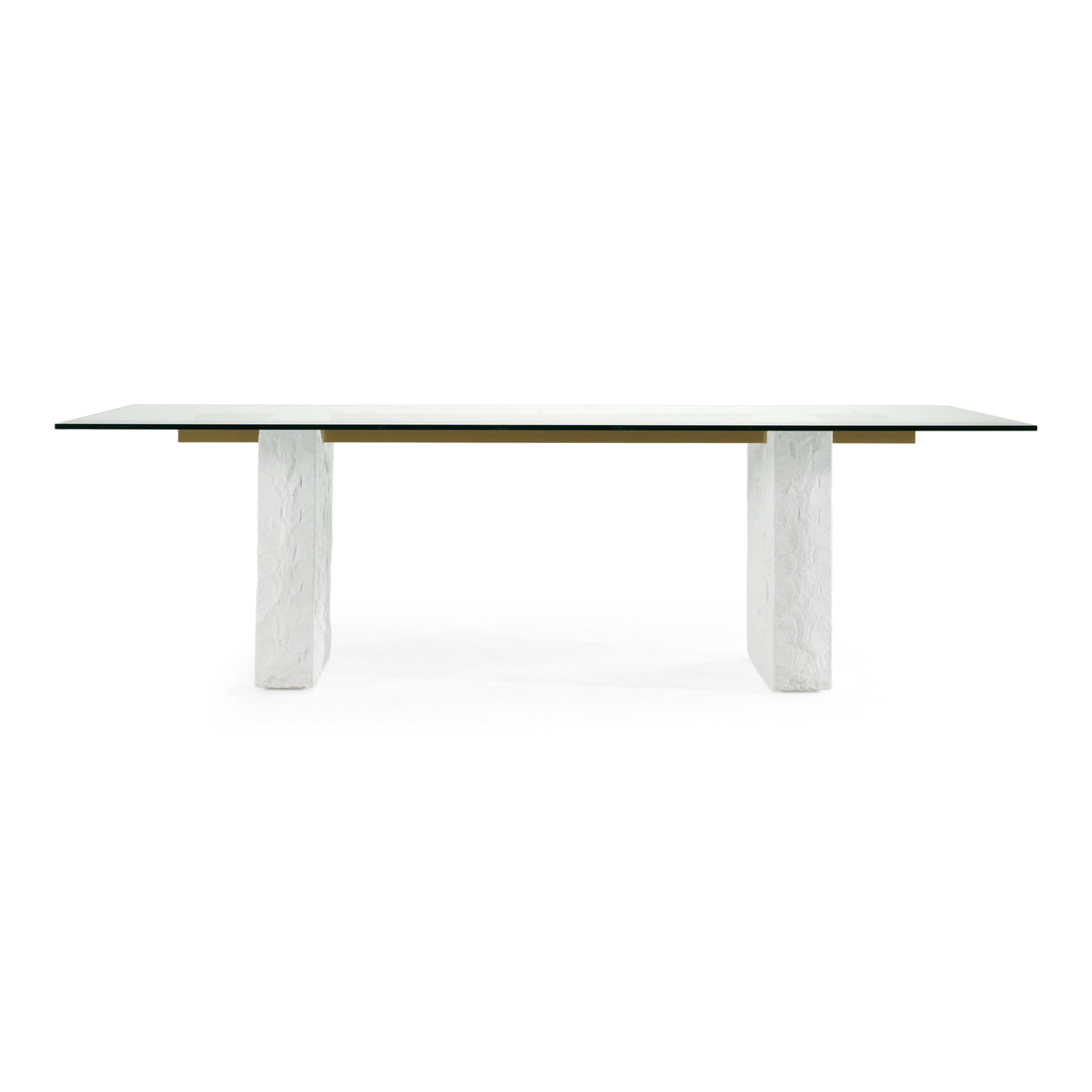 Ashley - Modern Glass + White Fiberglass Dining Table by VIG Furniture - View 1