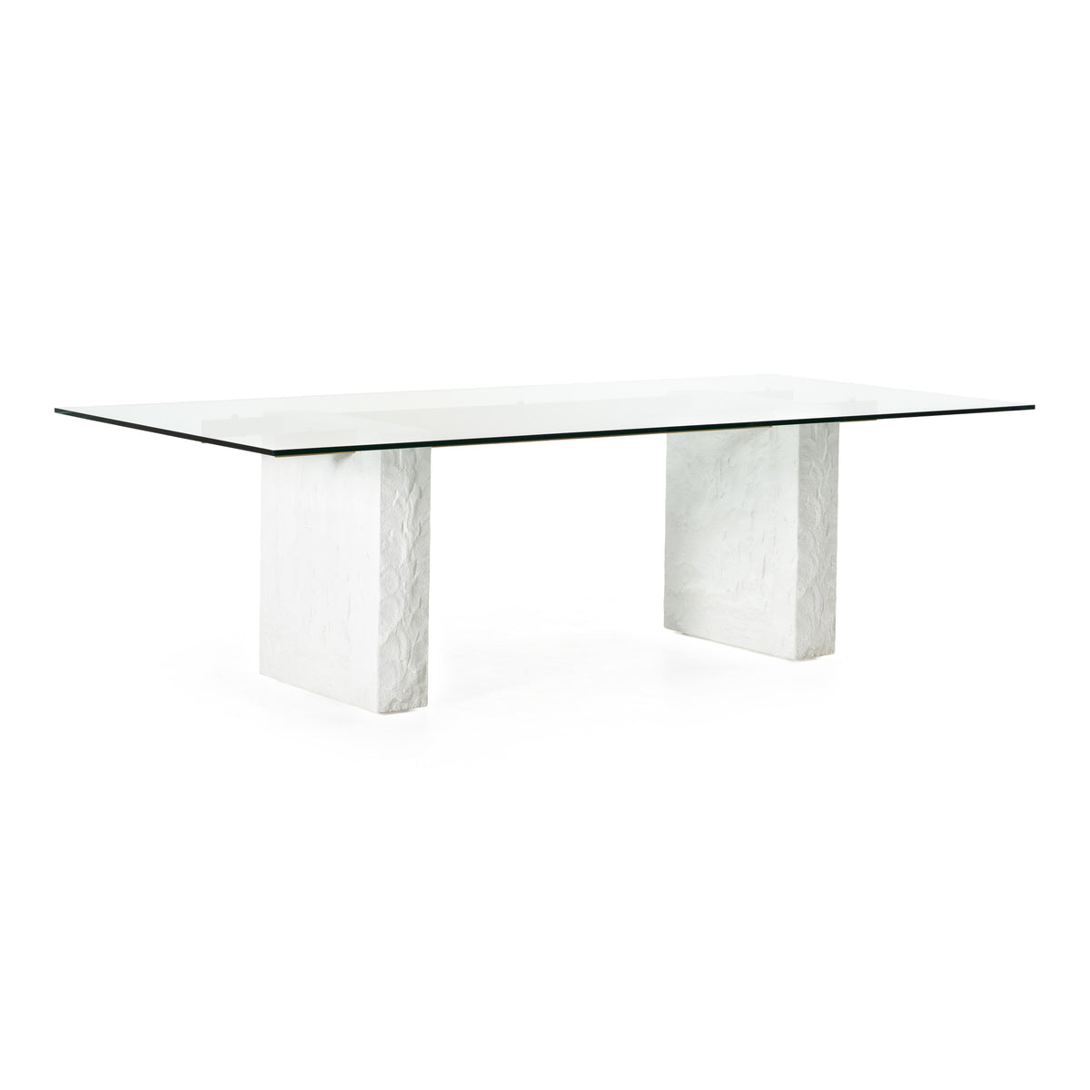 Ashley - Modern Glass + White Fiberglass Dining Table by VIG Furniture - View 2