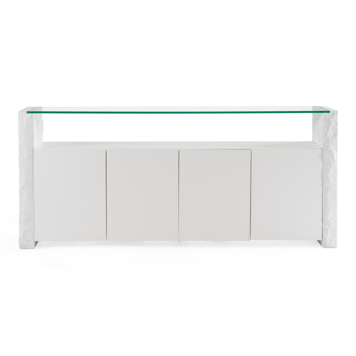 Ashley - Modern Glass + White Fiberglass Buffet by VIG Furniture - View 1