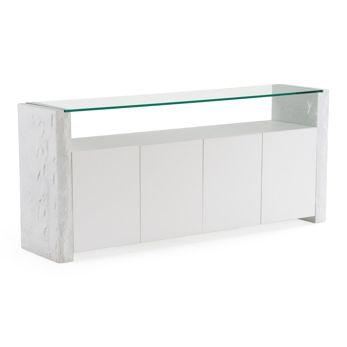 Ashley - Modern Glass + White Fiberglass Buffet by VIG Furniture - View 2