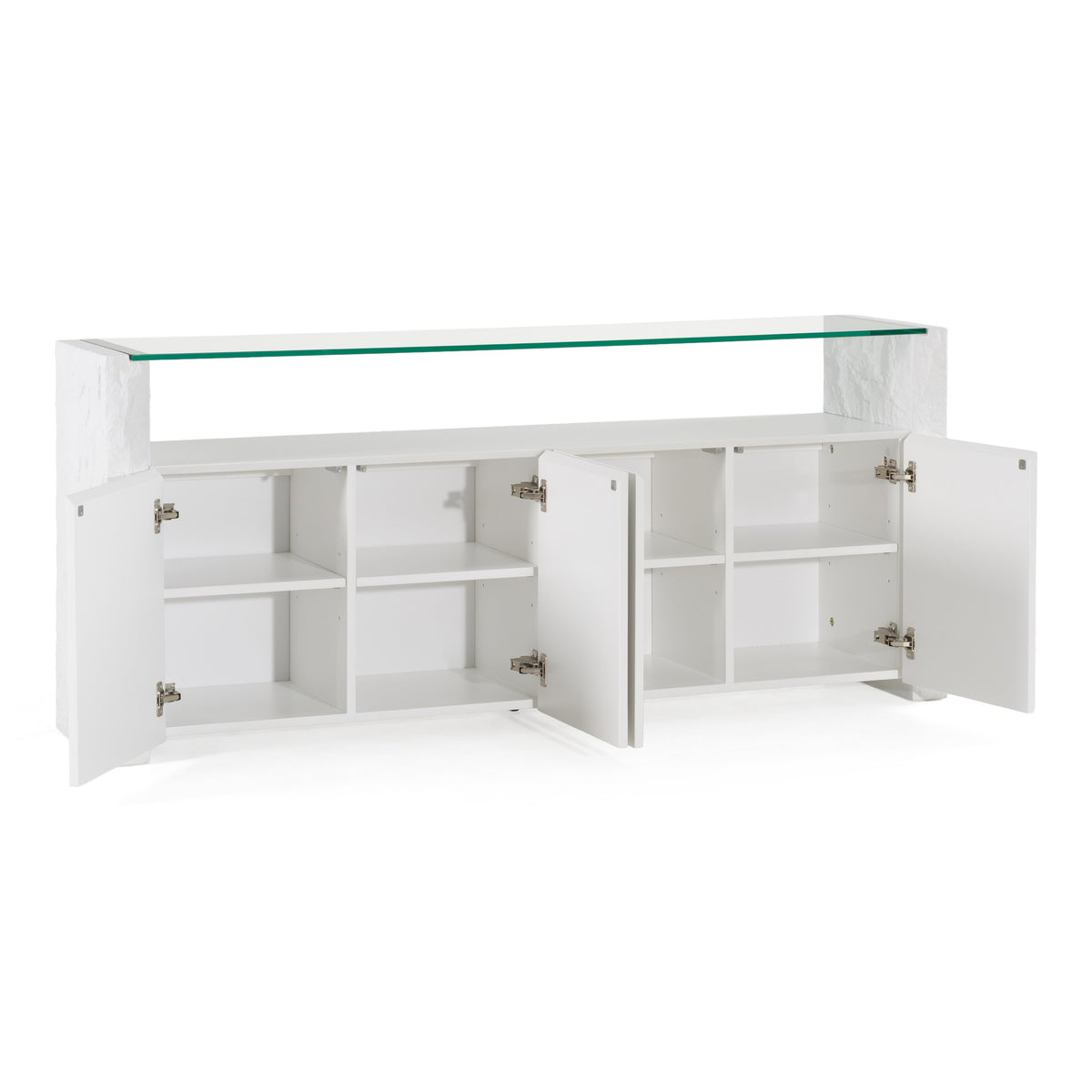 Ashley - Modern Glass + White Fiberglass Buffet by VIG Furniture - View 3