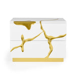 Aspen Modern Wide White and Gold Nightstand by VIG Furniture - View 1