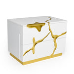 Aspen Modern Wide White and Gold Nightstand by VIG Furniture - View 2