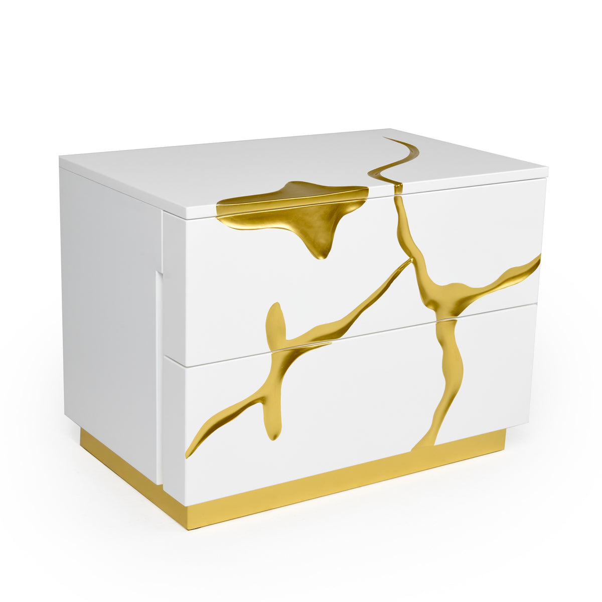 Aspen Modern Wide White and Gold Nightstand by VIG Furniture - View 2