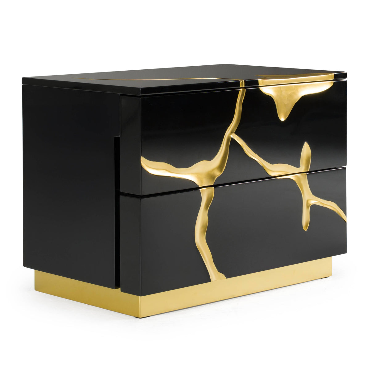 Aspen - Modern Wide Black and Gold Nightstand by VIG Furniture - View 1