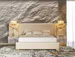 Queen Aspen - Modern Beige + White + Gold 4-Piece Bedroom Set