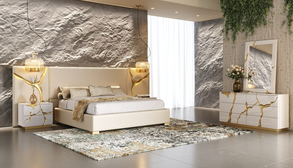 Aspen - Modern Beige + White + Gold Bedroom Set by VIG Furniture - View 1
