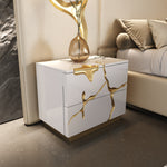Queen Aspen - Modern Beige + White + Gold 4-Piece Bedroom Set