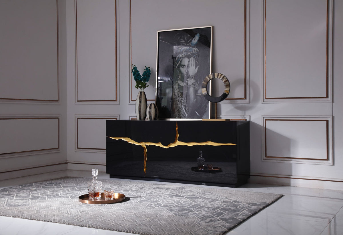 Aspen - Modern High Gloss Black & Gold Buffet by VIG Furniture - View 2