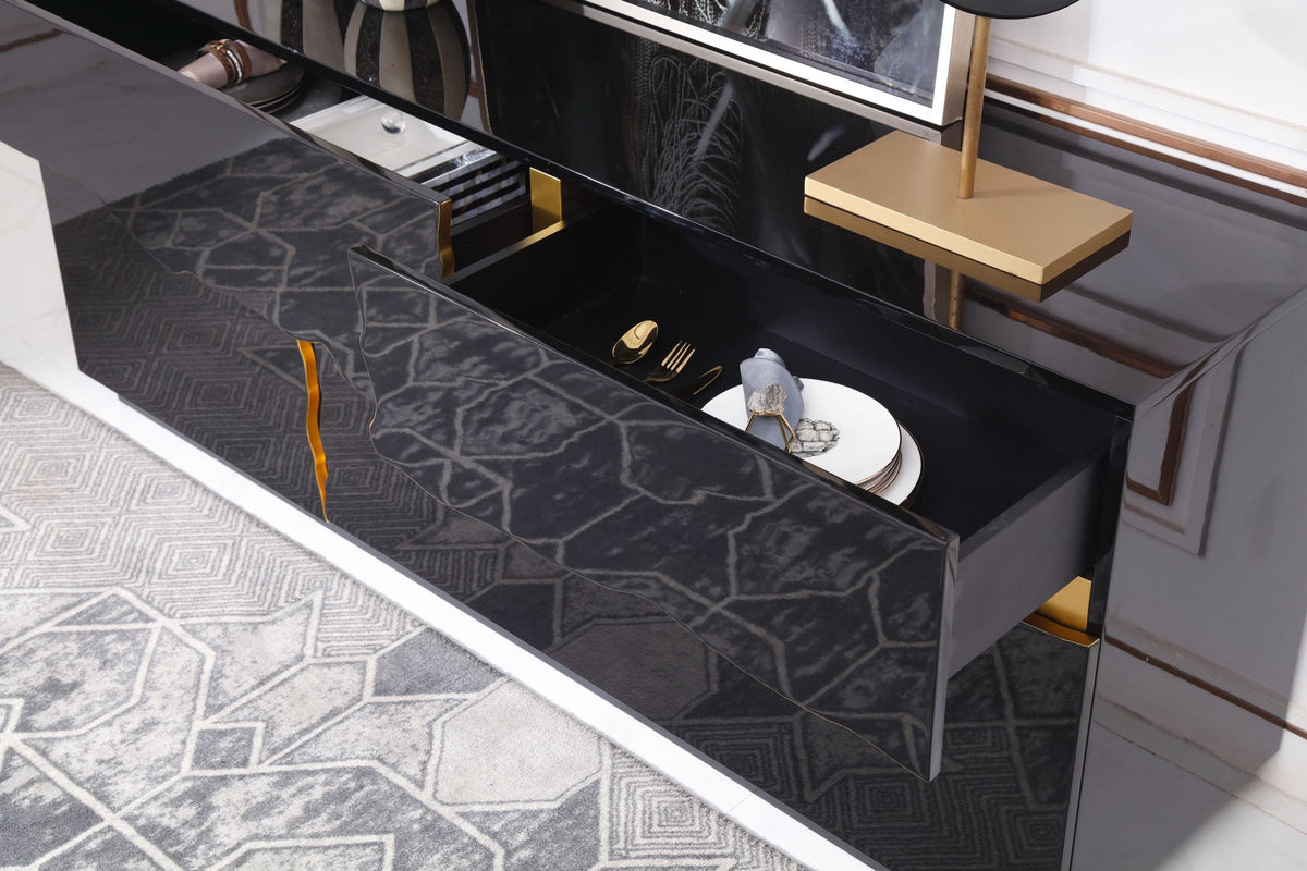 Aspen - Modern High Gloss Black & Gold Buffet by VIG Furniture - View 7